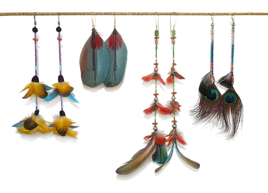 photo of jewelry made from feathers